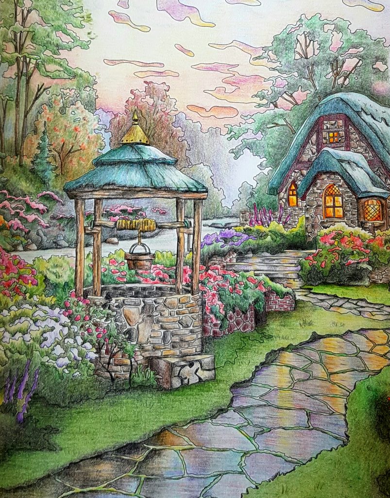 Coloring of Thomas Kinkade's Coloring Book - "Make a Wish Cottage"