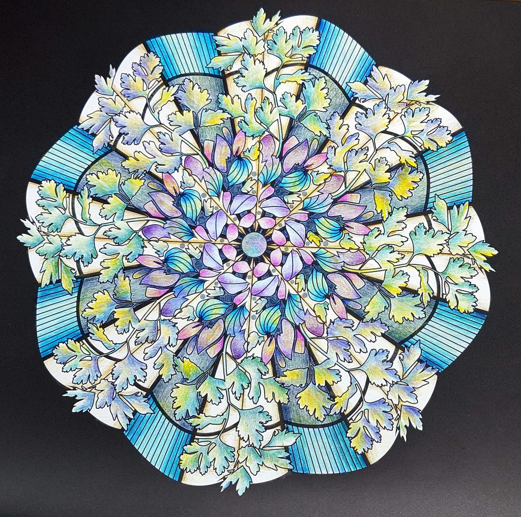 Coloring of 100 glittering mandalas by Betty Hung