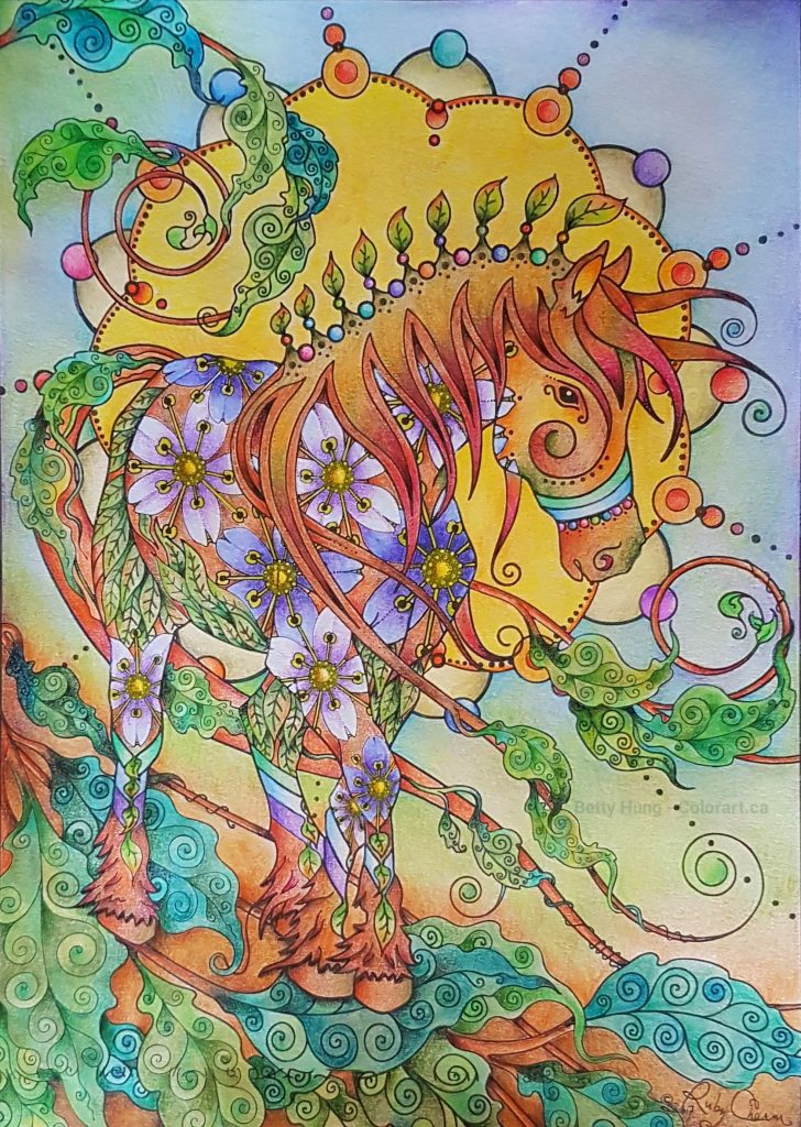 Horse illustration by @rubycharmcolors, colored by Betty Hung