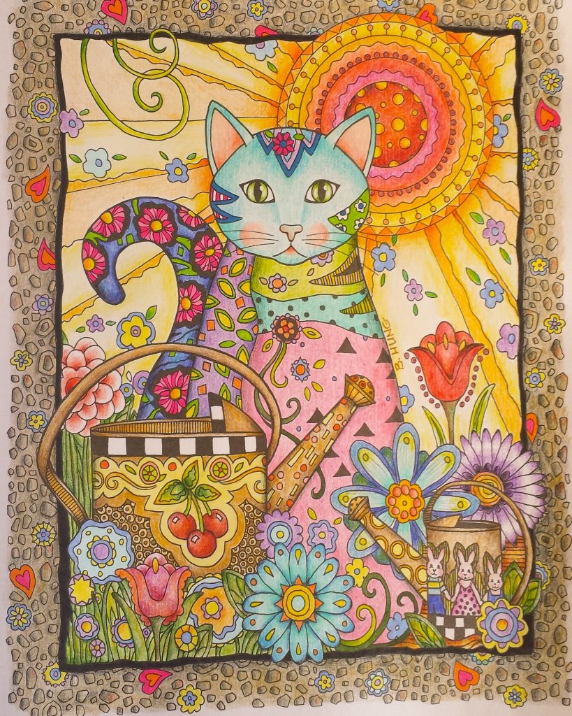 A example of hot colors from Creative Cats by Marjorie Sarnat
