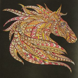 Coloring of the Night Horse in Animals Night and Day by Betty Hung