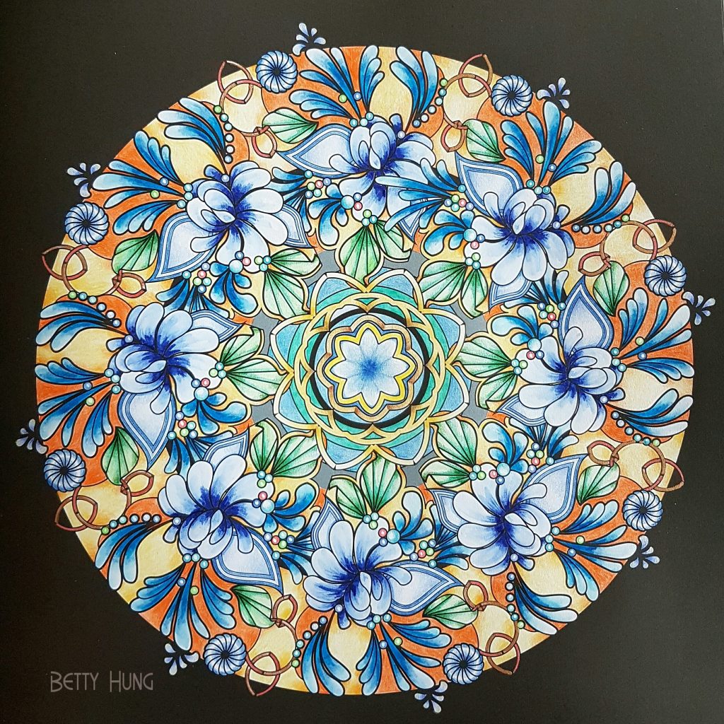 Coloring of 100 Glittering Mandalas by Betty Hung