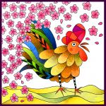Lunar Year of the Rooster Coloring Card