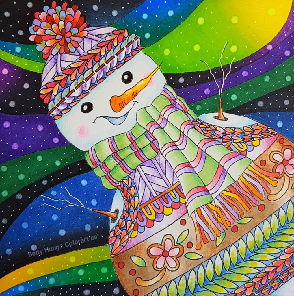 January 2018 Coloring Card designed and colored by Betty Hung