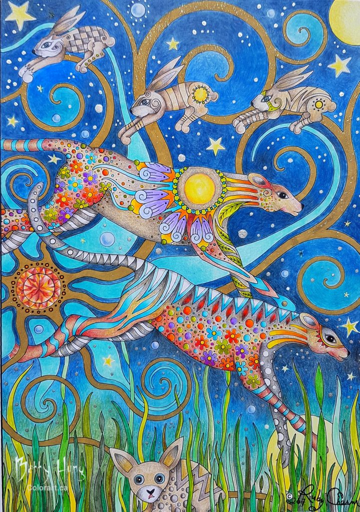 The Leaping Leopards from the Ruby Charm Collections by Susan Carlson, colored by Betty Hung - colorart.ca