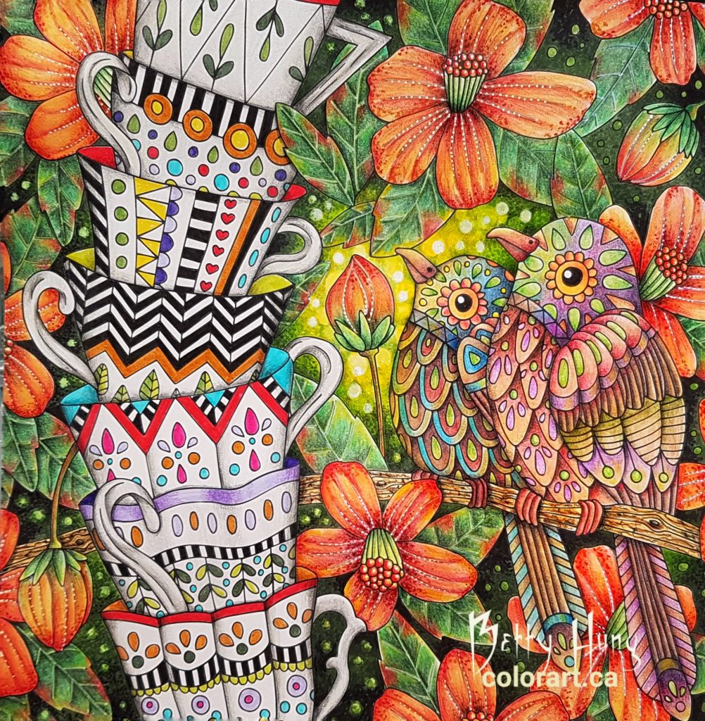 "Birds & Tea Cups" from Fairy Tales by Emelie Lidehall Oberg colored by Betty Hung - Colorart.ca