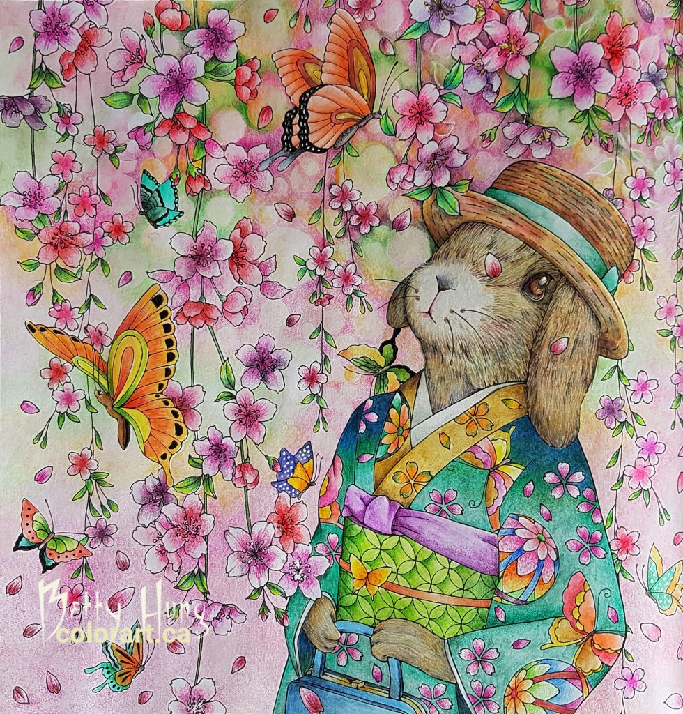 "Cherry Blossoms" from Menuet de bonjour by Kanoko Egusa colored by Betty Hung - colorart.ca